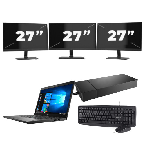 Dell Latitude 7490 - Intel Core i7-8e Generatie - 14 inch - 8GB RAM - 256GB SSD - Windows 11 Home + 3x 27 inch Monitor Tweedehands