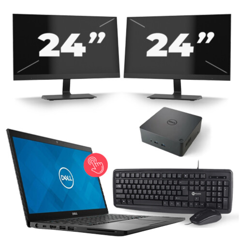Dell Latitude 7490 - Intel Core i7-8e Generatie - 14 inch - Touch - 16GB RAM - 256GB SSD - Windows 11 + 2x 24 inch Monitor Tweedehands