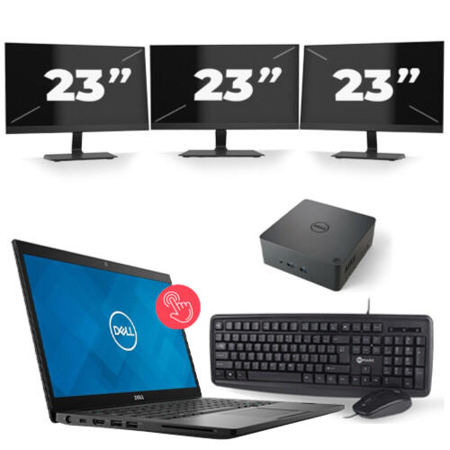 Dell Latitude 7490 - Intel Core i7-8e Generatie - 14 inch - Touch - 16GB RAM - 256GB SSD - Windows 11 + 3x 23 inch Monitor Tweedehands