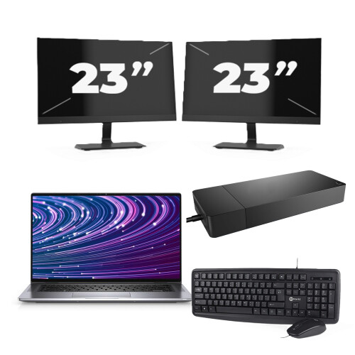Dell Latitude 9520 - Intel Core i7-11e Generatie - 15 inch - 8GB RAM - 256GB SSD - Windows 11 Home + 2x 23 inch Monitor Tweedehands