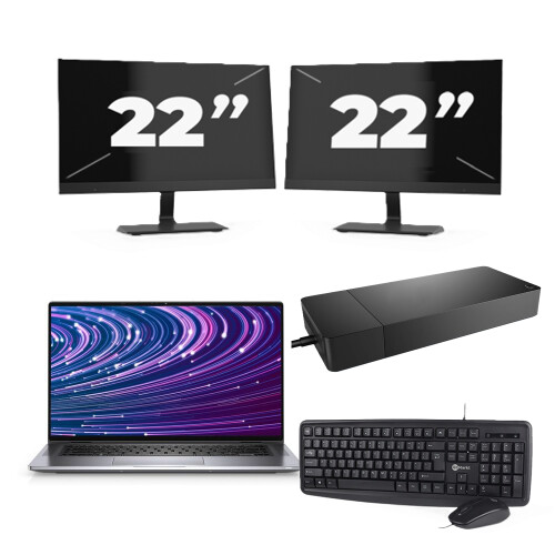 Dell Latitude 9520 - Intel Core i7-11e Generatie - 15 inch - 16GB RAM - 256GB SSD - Windows 11 Home + 2x 22 inch Monitor Tweedehands