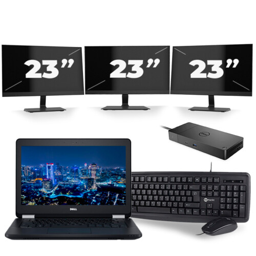 Dell Latitude E5270 - Intel Core i5-6e Generatie - 12 inch - 8GB RAM - 256GB SSD - Windows 11 + 3x 23 inch Monitor Tweedehands