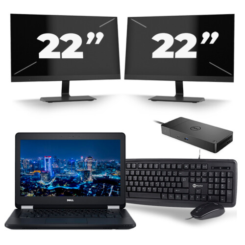 Dell Latitude E5270 - Intel Core i5-6e Generatie - 12 inch - 8GB RAM - 256GB SSD - Windows 11 + 2x 22 inch Monitor Tweedehands