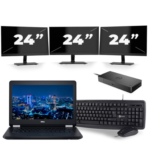 Dell Latitude E5270 - Intel Core i5-6e Generatie - 12 inch - 8GB RAM - 256GB SSD - Windows 11 + 3x 24 inch Monitor Tweedehands