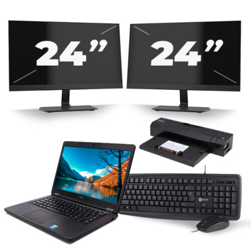 Dell Latitude E5450 - Intel Core i5-5e Generatie - 14 inch - 8GB RAM - 256GB SSD - Windows 11 + 2x 24 inch Monitor Tweedehands