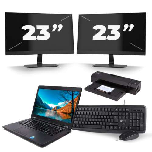 Dell Latitude E5450 - Intel Core i5-5e Generatie - 14 inch - 8GB RAM - 256GB SSD - Windows 11 + 2x 23 inch Monitor Tweedehands