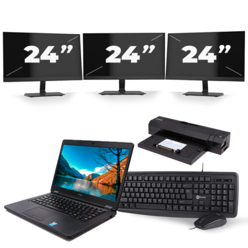 Dell Latitude E5450 - Intel Core i5-5e Generatie - 14 inch - 8GB RAM - 256GB SSD - Windows 11 + 3x 24 inch Monitor Tweedehands