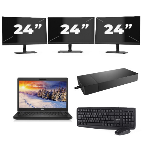 Dell Latitude E5490 - Intel Core i3-8e Generatie - 14 inch - 8GB RAM - 256GB SSD - Windows 11 Home + 3x 24 inch Monitor Tweedehands