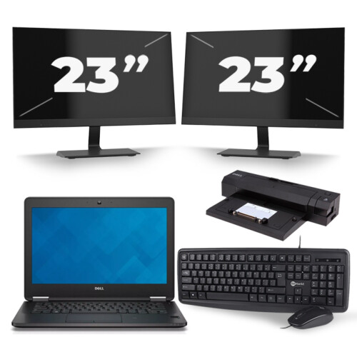 Dell Latitude E7240 - Intel Core i3-4e Generatie - 12 inch - 8GB RAM - 256GB SSD - Windows 11 + 2x 23 inch Monitor Tweedehands