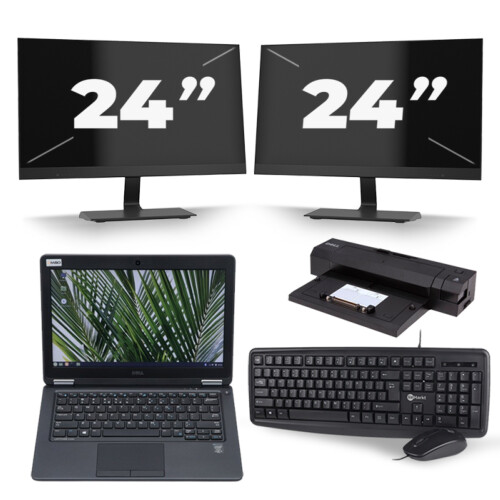 Dell Latitude E7250 - Intel Core i5-5e Generatie - 12 inch - 8GB RAM - 128GB SSD - Windows 11 + 2x 24 inch Monitor Tweedehands