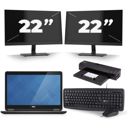 Dell Latitude E7440 - Intel Core i5-4e Generatie - 14 inch - 8GB RAM - 256GB SSD - Windows 11 + 2x 22 inch Monitor Tweedehands