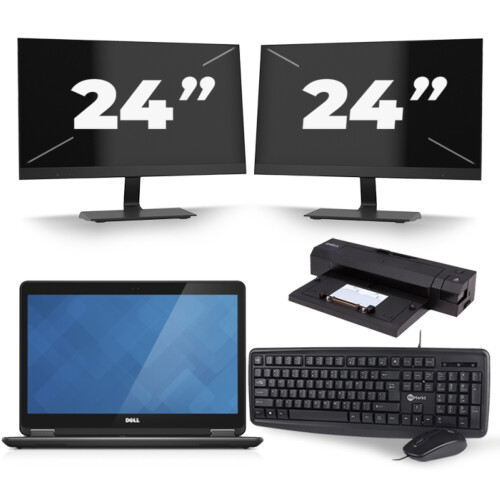 Dell Latitude E7440 - Intel Core i5-4e Generatie - 14 inch - 8GB RAM - 256GB SSD - Windows 11 + 2x 24 inch Monitor Tweedehands