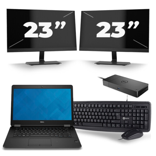 Dell Latitude E7470 - Intel Core i7-6e Generatie - 14 inch - 16GB RAM - 256GB SSD - Windows 11 + 2x 23 inch Monitor Tweedehands