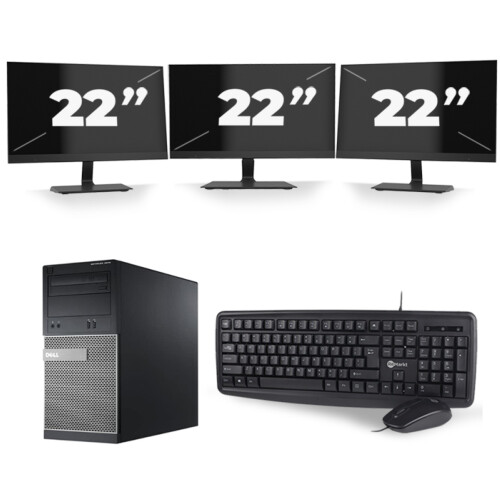 Dell Optiplex 3020 Micro Tower - Intel Core i5-4e Generatie - 8GB RAM - 256GB SSD - Windows 10 + 3x 22 inch Monitor Tweedehands