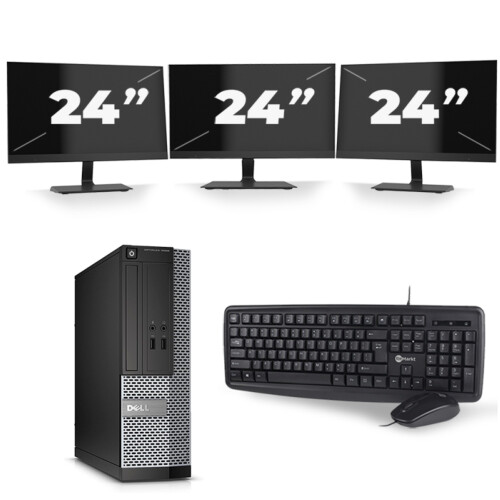 Dell Optiplex 3020 SFF - Intel Core i5-4e Generatie - 8GB RAM - 256GB SSD - Windows 10 + 3x 24 inch Monitor Tweedehands
