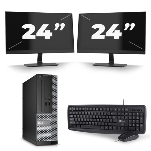 Dell Optiplex 3020 SFF - Intel Core i5-4e Generatie - 8GB RAM - 256GB SSD - Windows 10 + 2x 24 inch Monitor Tweedehands