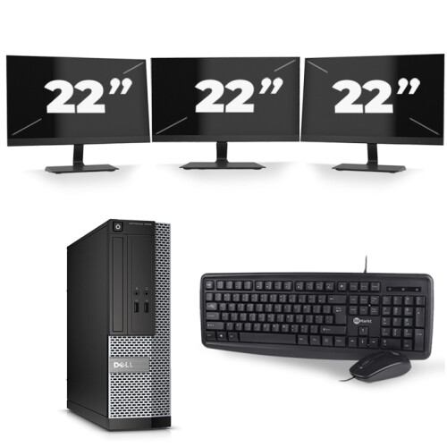Dell Optiplex 3020 SFF - Intel Core i7-4e Generatie - 16GB RAM - 256GB SSD - Windows 10 + 3x 22 inch Monitor Tweedehands