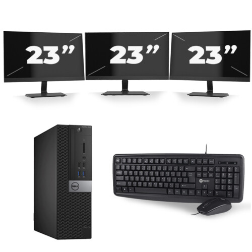 Dell Optiplex 3040 SFF - Intel Core i3-6e Generatie - 8GB RAM - 256GB SSD - Windows 11 + 3x 23 inch Monitor Tweedehands