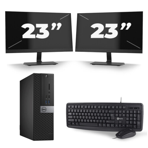 Dell Optiplex 3040 SFF - Intel Core i5-6e Generatie - 8GB RAM - 256GB SSD - Windows 11 + 2x 23 inch Monitor Tweedehands
