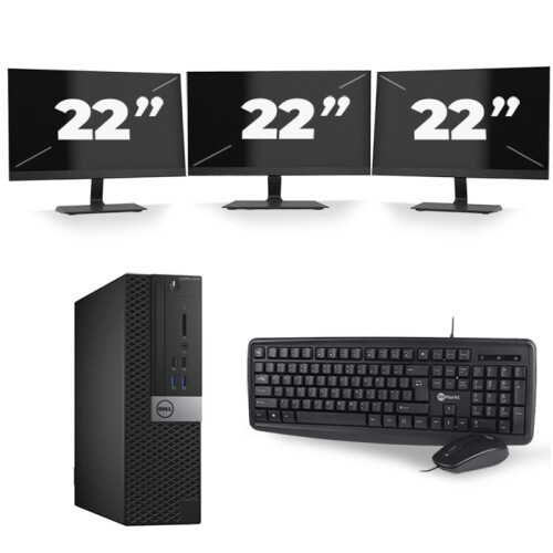 Dell Optiplex 3040 SFF - Intel Core i7-6e Generatie - 16GB RAM - 256GB SSD - Windows 11 + 3x 22 inch Monitor Tweedehands