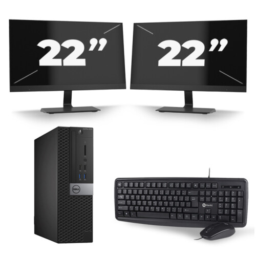 Dell Optiplex 3040 SFF - Intel Core i7-6e Generatie - 16GB RAM - 256GB SSD - Windows 11 + 2x 22 inch Monitor Tweedehands