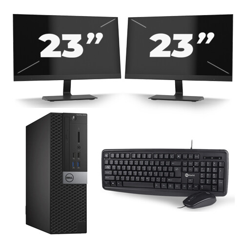 Dell Optiplex 3040 USFF - Intel Core i7-6e Generatie - 16GB RAM - 256GB SSD - Windows 11 + 2x 23 inch Monitor Tweedehands
