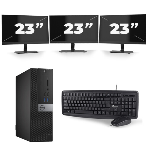 Dell Optiplex 3040 USFF - Intel Core i7-6e Generatie - 16GB RAM - 256GB SSD - Windows 11 + 3x 23 inch Monitor Tweedehands