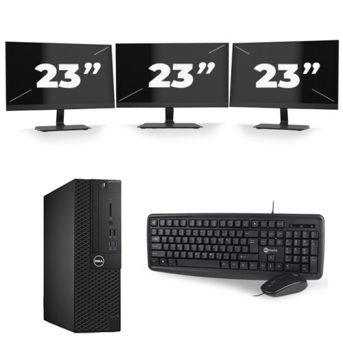 Dell Optiplex 3050 SFF - Intel Core i5-7e Generatie - 8GB RAM - 256GB SSD - Windows 11 + 3x 23 inch Monitor Tweedehands
