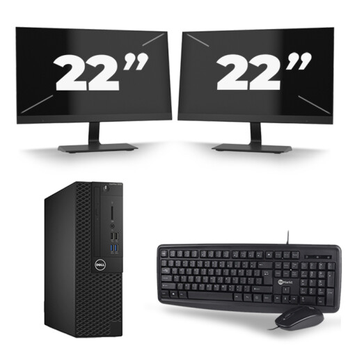 Dell Optiplex 3050 SFF - Intel Core i5-7e Generatie - 8GB RAM - 256GB SSD - Windows 11 + 2x 22 inch Monitor Tweedehands