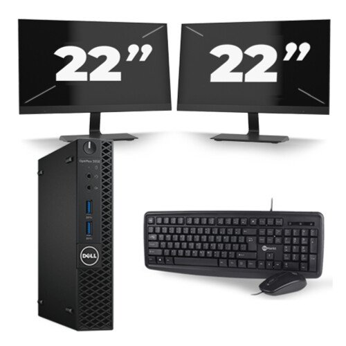 Dell Optiplex 3050 USFF - Intel Core i5-7e Generatie - 8GB RAM - 256GB SSD - Windows 11 + 2x 22 inch Monitor Tweedehands