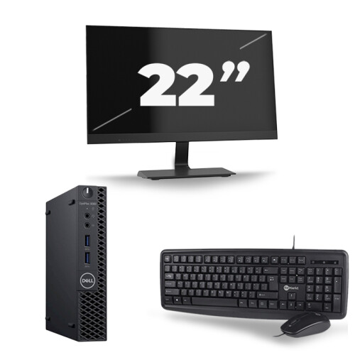 Dell Optiplex 3060 Micro USFF - Intel Core i5-8e Generatie - 16GB RAM - 256GB SSD - Windows 11 + 1x 22 inch Monitor Tweedehands