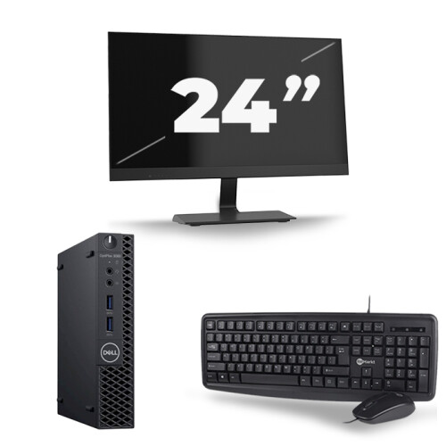 Dell Optiplex 3060 Micro USFF - Intel Core i5-8e Generatie - 16GB RAM - 256GB SSD - Windows 11 + 1x 24 inch Monitor Tweedehands