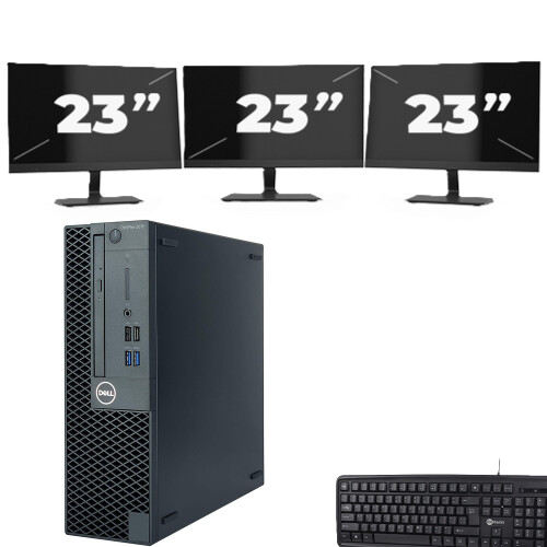 Dell OptiPlex 3070 SFF - Intel Core i5-9e Generatie - 8GB RAM - 256GB SSD - Windows 11 + 3x 23 inch Monitor Tweedehands