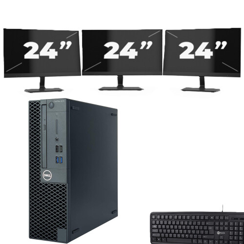 Dell OptiPlex 3070 SFF - Intel Core i5-9e Generatie - 8GB RAM - 256GB SSD - Windows 11 + 3x 24 inch Monitor Tweedehands