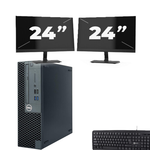 Dell OptiPlex 3070 SFF - Intel Core i5-9e Generatie - 8GB RAM - 256GB SSD - Windows 11 + 2x 24 inch Monitor Tweedehands