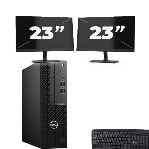 Dell OptiPlex 3080 SFF - Intel Core i7-10e Generatie - 8GB RAM - 256GB SSD - Windows 11 + 2x 23 inch Monitor Tweedehands