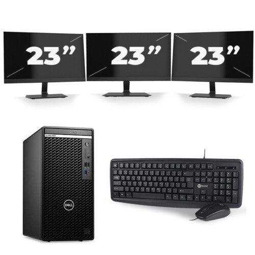 Dell Optiplex 390 Desktop - Intel Core i3-2e Generatie - 8GB RAM - 256GB SSD - Windows 10 + 3x 23 inch Monitor Tweedehands