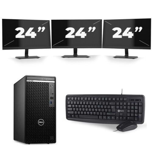 Dell Optiplex 390 Desktop - Intel Core i5-2e Generatie - 8GB RAM - 256GB SSD - Windows 10 + 3x 24 inch Monitor Tweedehands
