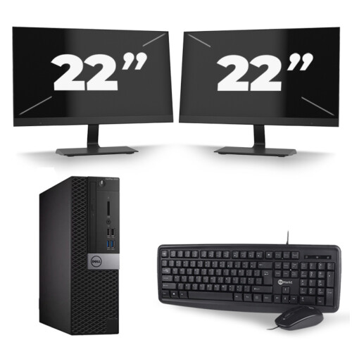 Dell Optiplex 5040 SFF - Intel Core i3-6e Generatie - 8GB RAM - 256GB SSD - Windows 11 + 2x 22 inch Monitor Tweedehands