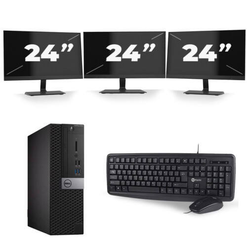 Dell Optiplex 5040 SFF - Intel Core i7-6e Generatie - 8GB RAM - 256GB SSD - Windows 11 + 3x 24 inch Monitor Tweedehands