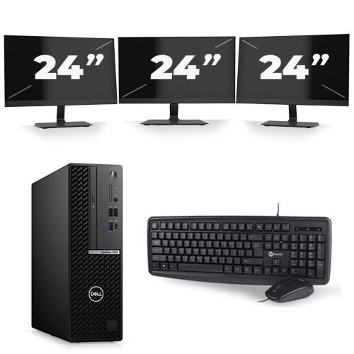 Dell Optiplex 5050 Micro Tower - Intel Core i5-6e Generatie - 8GB RAM - 256GB SSD - Windows 11 + 3x 24 inch Monitor Tweedehands
