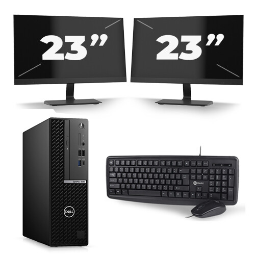 Dell Optiplex 5050 Micro Tower - Intel Core i7-6e Generatie - 16GB RAM - 256GB SSD - Windows 11 + 2x 23 inch Monitor Tweedehands