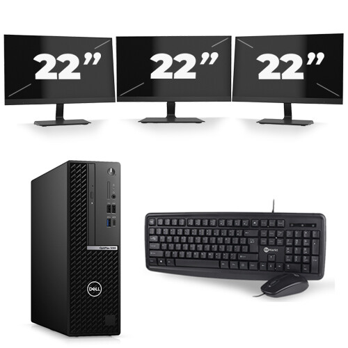 Dell Optiplex 5050 Micro Tower - Intel Core i7-6e Generatie - 16GB RAM - 256GB SSD - Windows 11 + 3x 22 inch Monitor Tweedehands