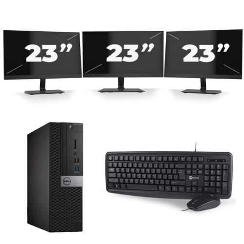 Dell Optiplex 5050 SFF - Intel Core i7-6e Generatie - 8GB RAM - 256GB SSD - Windows 11 + 3x 23 inch Monitor Tweedehands