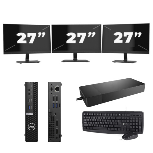 Dell OptiPlex 5080 USFF - Intel Core i5-10e Generatie - 8GB RAM - 256GB SSD - Windows 11 + 3x 27 inch Monitor Tweedehands