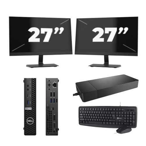 Dell OptiPlex 5080 USFF - Intel Core i5-10e Generatie - 8GB RAM - 256GB SSD - Windows 11 + 2x 27 inch Monitor Tweedehands