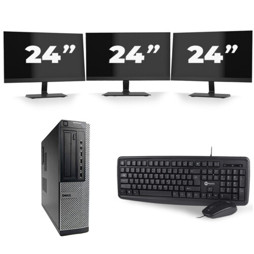 Dell Optiplex 7010 Desktop - Intel Core i3-3e Generatie - 8GB RAM - 256GB SSD - Windows 10 + 3x 24 inch Monitor Tweedehands