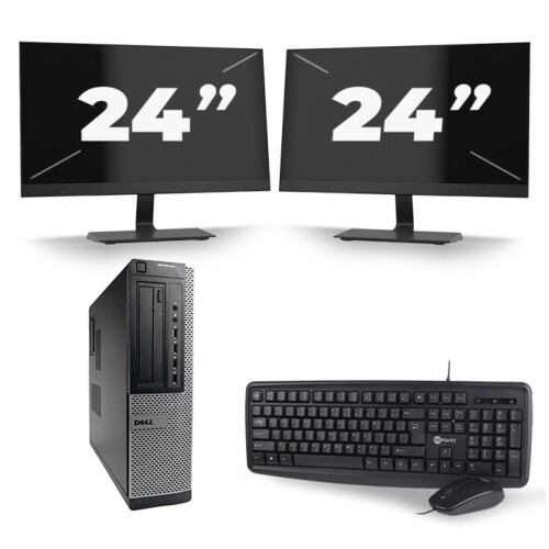 Dell Optiplex 7010 Desktop - Intel Core i5-3e Generatie - 8GB RAM - 256GB SSD - Windows 10 + 2x 24 inch Monitor Tweedehands