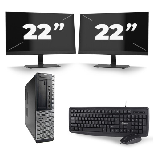 Dell Optiplex 7010 Desktop - Intel Core i5-3e Generatie - 8GB RAM - 256GB SSD - Windows 10 + 2x 22 inch Monitor Tweedehands