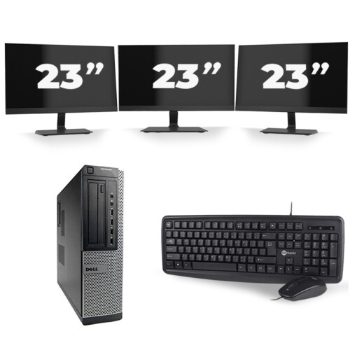 Dell Optiplex 7010 Desktop - Intel Core i5-3e Generatie - 8GB RAM - 256GB SSD - Windows 10 + 3x 23 inch Monitor Tweedehands